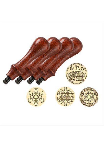 4pcs Noel Balmumu Mühür Damgası Bakır Kafa Ahşap Kaplama Damgası Kiti Zarf Hediye Partisi Davetiyesi Dekorasyon (Yurt Dışından) fiyatları