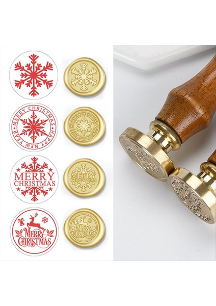 4pcs Noel Balmumu Mühür Damgası Bakır Kafa Ahşap Kaplama Damgası Kiti Zarf Hediye Partisi Davetiyesi Dekorasyon (Yurt Dışından) modelleri