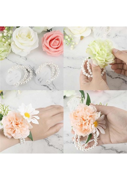 48PCS Elastik Inci Bilek Bantları Korsage Aksesuarları Düğün Bileği Diy Yapay Çiçekler Düğün Plaj Partisi Için Dekor (Yurt Dışından) modelleri