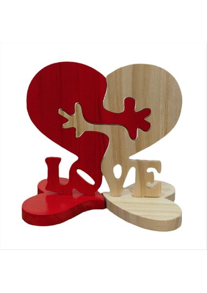 &quot Aşk&quot Ahşap Bulmaca Bloğu Dekoratif Süs Heykeli Ahşap Süslemeler (Yurt Dışından)