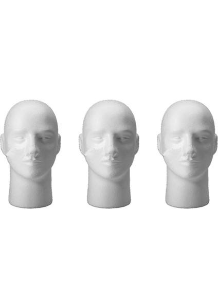 3x Erkek Dişi Köpük Strafor Manken Manikin Kafa Standı Model Peruk Şapka Ekran 2 (Yurt Dışından)