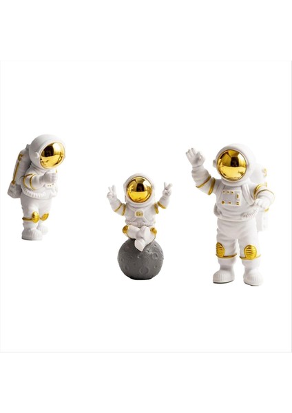 3pcs Astronot Dekor Sevimli Model Küçük Astronot Araba Oturma Odası Masaüstü Dekorasyon Dekorasyon Doğum Günü Hediyesi Altın (Yurt Dışından)