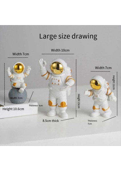 3pcs Astronot Dekor Sevimli Model Küçük Astronot Araba Oturma Odası Masaüstü Dekorasyon Dekorasyon Doğum Günü Hediyesi Altın (Yurt Dışından) fiyatları