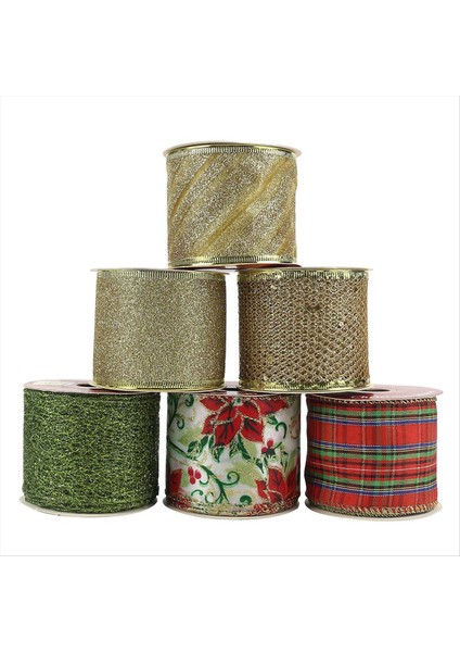 Noel Ağacı Şeridi 6 Rulolar Noel Ağacı Için Şerit Şeridi Çelenkler Için Kablolu Şerit Topper Yay Yapımı B (Yurt Dışından)