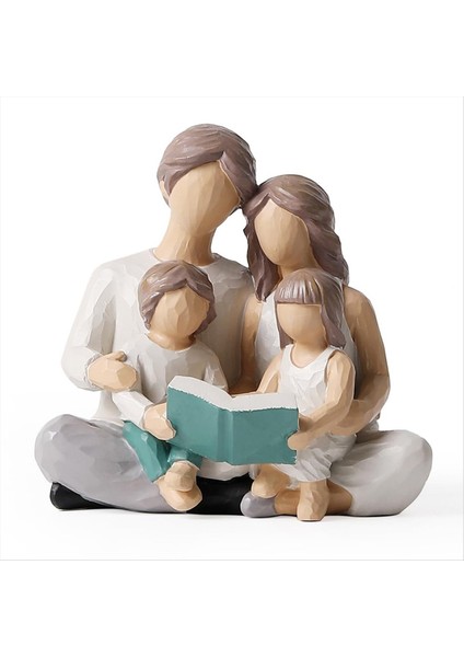 4 Okuma Kitabı Figürinleri Elle Boyanmış Figürler Ebeveynler Veya Kız ve Oğul Için Hediyeler Ev Dekorasyonu (Yurt Dışından)