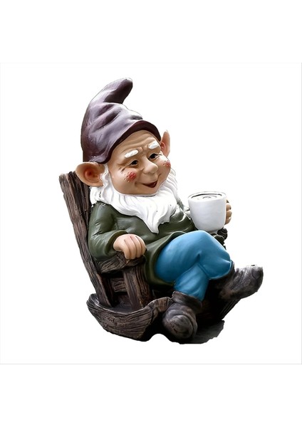 Gnome Cüce Sallanan Sandalye Süsü Reçine Açık Bahçe Dekorasyon Veranda Yavaşça Çay Tembel Dekorasyon Içmek (Yurt Dışından)