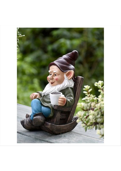 Gnome Cüce Sallanan Sandalye Süsü Reçine Açık Bahçe Dekorasyon Veranda Yavaşça Çay Tembel Dekorasyon Içmek (Yurt Dışından) fırsatları