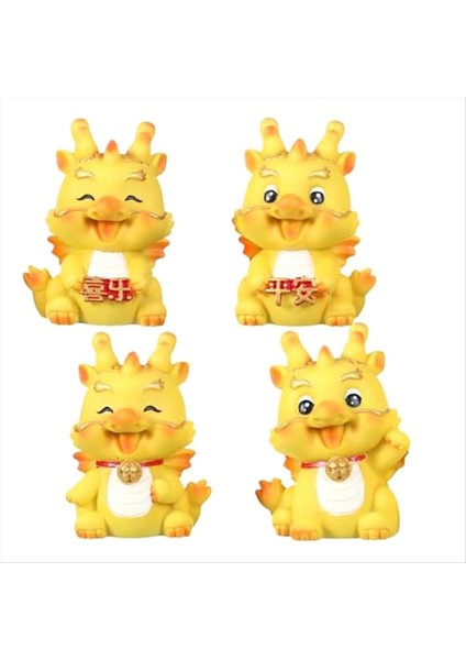 4pcs Mini Çin Yeni Yıl Ejderha Heykelcik Reçinesi Altın Çin Zodyak Ejderha Yeni Yıl Için Masa Üstü Araba Dekoru (Yurt Dışından)