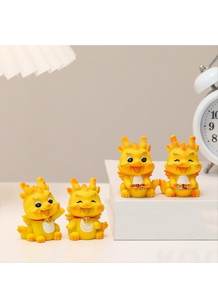 4pcs Mini Çin Yeni Yıl Ejderha Heykelcik Reçinesi Altın Çin Zodyak Ejderha Yeni Yıl Için Masa Üstü Araba Dekoru (Yurt Dışından) modelleri