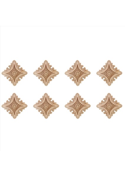 8x Vintage Boyasız Ahşap Oyma Köşe Onlay Aplike Çerçeve Arka Plan Ev Mobilya Duvar Dolabı Kapı Dekor (Yurt Dışından)