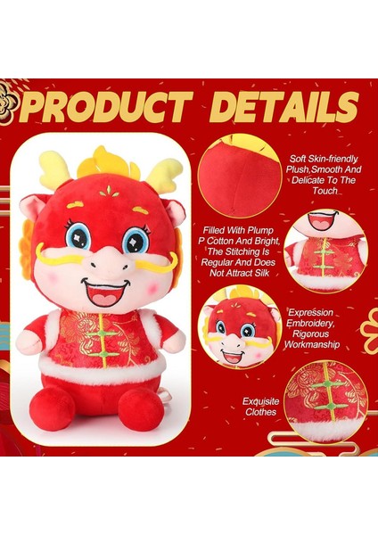 2024 Çin Yeni Yılı Ejderha Peluş Maskot Dragon Bebek Dolgulu Hayvan Zodyak Ejderha Oyuncak Çin Yeni Yılı Dekorasyonu (Yurt Dışından) fırsatları