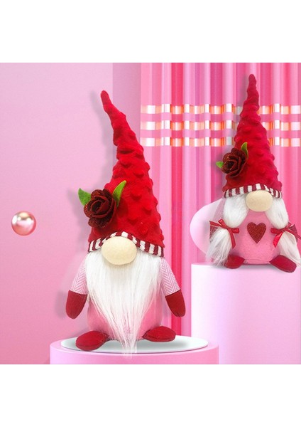 1pcs Sevgililer Günü Gnome Peluş Süslemeleri Mr ve Bayan Scandinavian Sevgililer Günü Masa Süsleme B (Yurt Dışından)