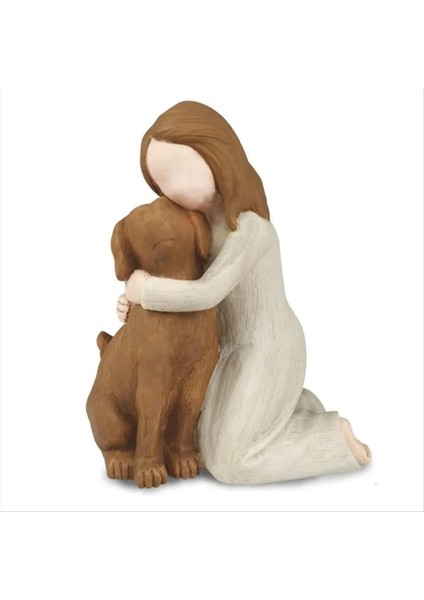 Köpek Figürin Heykellerimi Seviyorum Köpek Meleği Dostluk Anma Hediyeleri Köpek Severler Için Heykel Elle Boyanmış Figürler Kahverengi (Yurt Dışından)