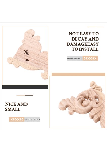 Ahşap Oyulmuş Çıkart Köşesi Onlay Aplike Kapı Duvar Dekor 12*6cm Boyasız (Yurt Dışından) fırsatları