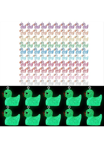Aydınlık Mini Reçine Ördek Takıları Küçük Ördekler Karanlık Boncuklarda Parlıyor Minyatür Ördekler Diy Zincir Kolye Süsü 100PCS (Yurt Dışından) fiyatları