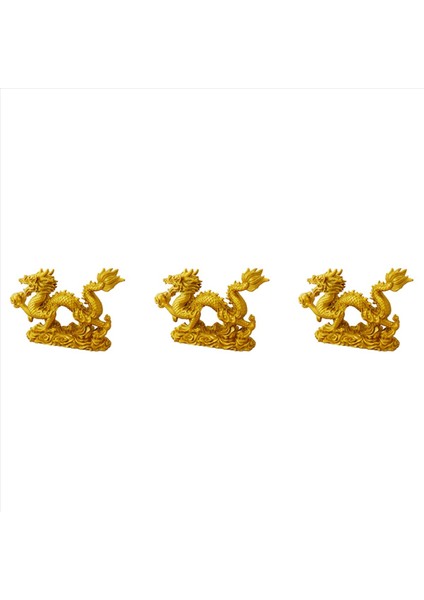 3x Çin Zodyak Altın Ejderha Heykeli Hayvan Dekorasyonu Ev Dekorasyonu (Yurt Dışından)