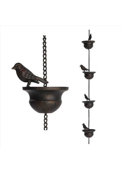 2x Yağmur Yağmurları Oluklar Için Mobil Kuşlar Bardaklarda Yağmur Çanları 7 8ft Tekli Askı ve Kuşlar ile Yağmur Çanları (Yurt Dışından) fiyatları