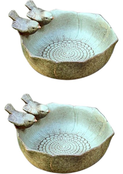 2x Seramik Doğum Banyoları Bahçe Dekoru Doğum Besleyici Seramik Akvaryum Retro Kaplama Kuş Besleyici (Yurt Dışından)