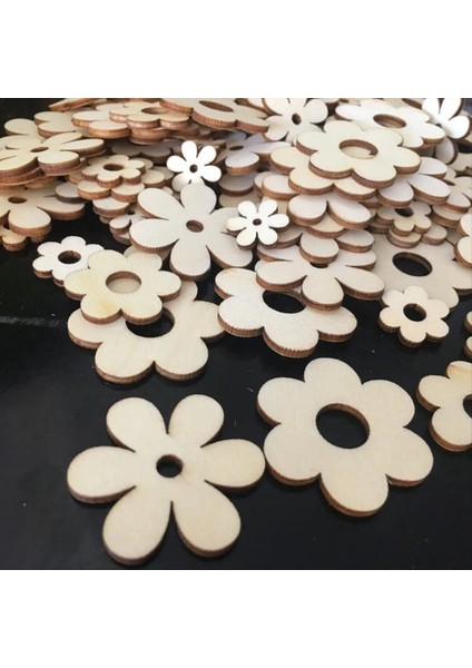100PCS Ahşap Çiçek Süsleri ile Delikli El Yapımı Ahşap Zanaat Aksesuarları Hurda Defteri Için Ev Dekorasyon (Yurt Dışından) fiyatları