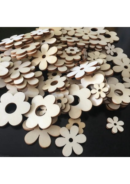 100PCS Ahşap Çiçek Süsleri ile Delikli El Yapımı Ahşap Zanaat Aksesuarları Hurda Defteri Için Ev Dekorasyon (Yurt Dışından) modelleri