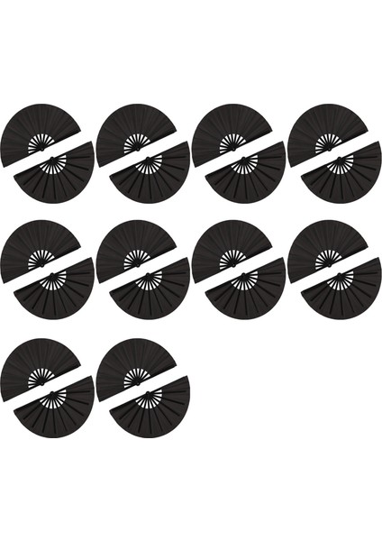 20 Adet Büyük Katlanır Fan Naylon Kumaş El Tipi Katlanır Fan Çin Kung Fu Tai Chi Fan Siyah Dekorasyon Kat El Fan (Yurt Dışından)