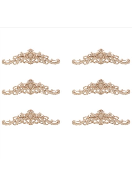 6x Mobilya Dolabı Boyasız Ahşap Kalıplar Için Doğal Ahşap Aplikeler Çıkartma Vintage Ev Dekoratif (Yurt Dışından)