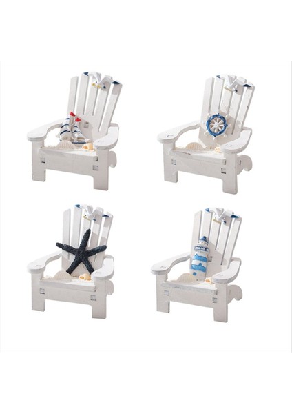 Mini Beach Sandalye Akdeniz Plajı Sandalye Ev Dekorasyonu Ev Ahşap Sandalye Zanaat Süsleme Masası Sanat Dekorasyonu (Yurt Dışından)