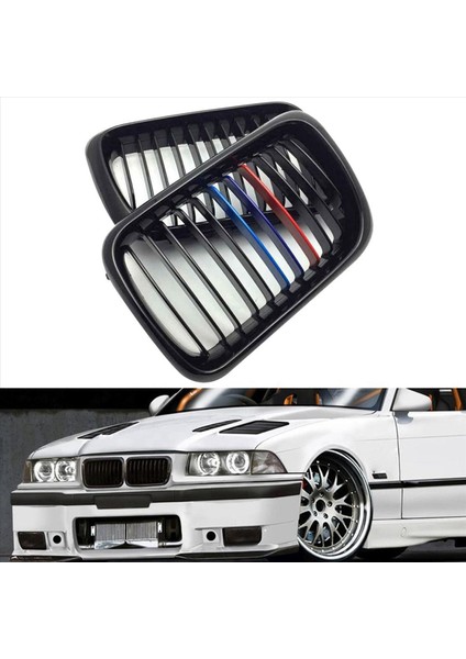 2x Araba Parlak Siyah Ön Başlıklı Böbrek Izgara Mesh Sport Racing Izgaralar Bmw E36 M3 3 Serisi 1997-1999 M-Color (Yurt Dışından) modelleri