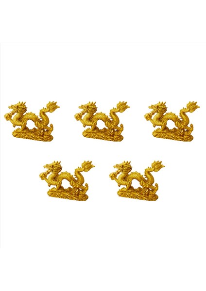 5x Çin Zodyak Altın Ejderha Heykeli Hayvan Dekorasyonu Ev Dekorasyonu (Yurt Dışından)
