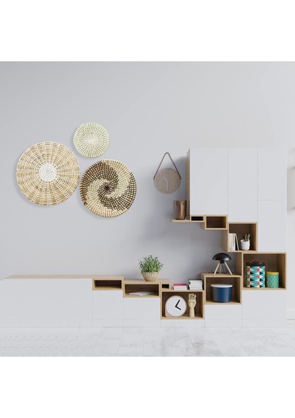 3 Duvar Dekor Sepet Seti Doğal Dokuma Deniz Otu Asılı Düz Sepet Süsleme Boho Yuvarlak Sepet Duvar Dekor Için (Yurt Dışından) fiyatları