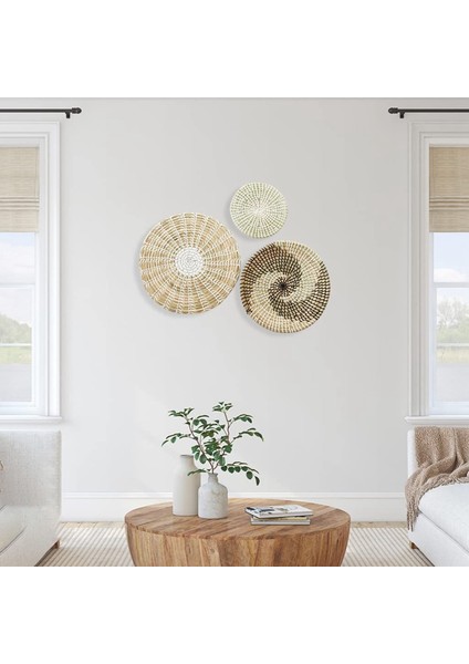 3 Duvar Dekor Sepet Seti Doğal Dokuma Deniz Otu Asılı Düz Sepet Süsleme Boho Yuvarlak Sepet Duvar Dekor Için (Yurt Dışından) fırsatları