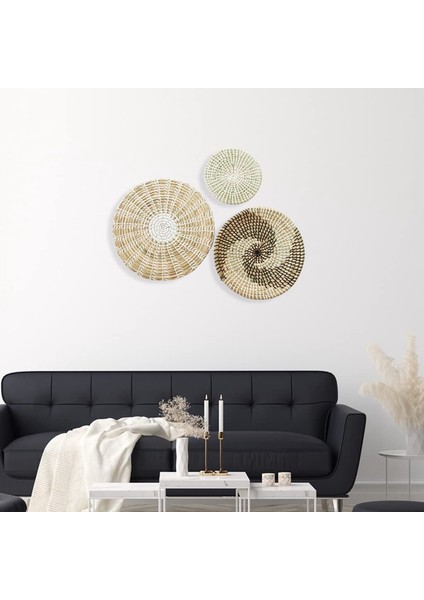 3 Duvar Dekor Sepet Seti Doğal Dokuma Deniz Otu Asılı Düz Sepet Süsleme Boho Yuvarlak Sepet Duvar Dekor Için (Yurt Dışından) indirimleri