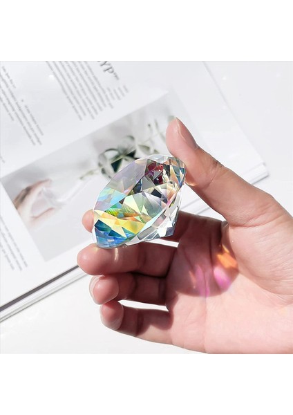 4pcs 50 Mm/ 2 Inç Ab Renkli Yüzlü Elmas Kristal Gökkuşağı Kağıt Ağır Kristal Ev Ofis Dekoru ve Düğün Iyilikleri (Yurt Dışından) fırsatları