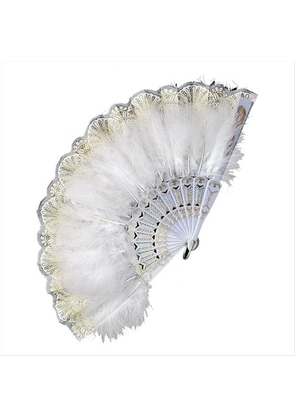 Tüy El Fan Koyu Beyaz Vintage Katlanır Fan &amp Yeşim Tüy Fan Parti Düğün Dans Dekorasyon (Yurt Dışından) fiyatları