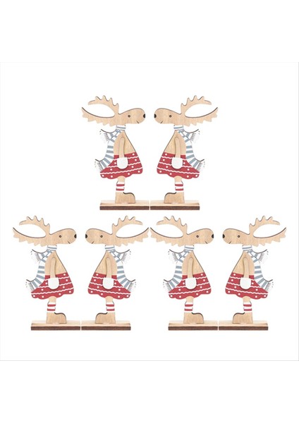 Noel Ev Dekorasyonu Ahşap Noel Dekor Karikatür Elk-Deer Noel Masa Süsleri Noel Ren Geyiği Dekorasyonları (Yurt Dışından)