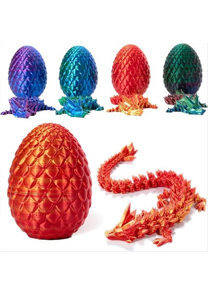 3D Baskılı Ejderha Yumurta Dragon Yumurta ile Tam Mafsallı Ejderha Kristal Ejderha Ev Ofisi Dekor Yönetici Masası Oyuncaklar-B (Yurt Dışından) indirimleri