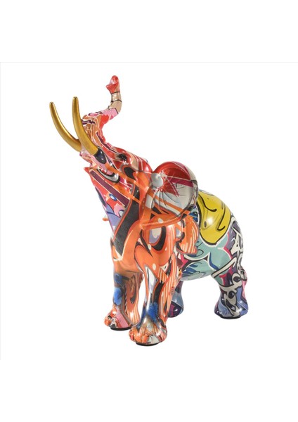 Iskandinav Resim Graffiti Fil Heykel Heykel Figürin Renkli Sanat Heykeli Yaratıcı Reçine Hayvan Heykeli Dekor A (Yurt Dışından)
