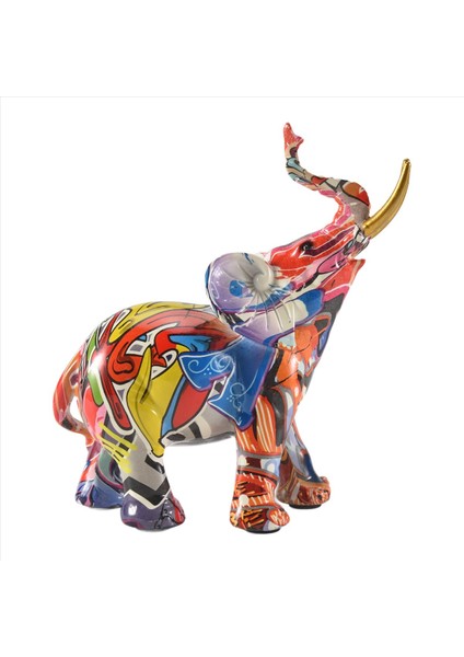 Iskandinav Resim Graffiti Fil Heykel Heykel Figürin Renkli Sanat Heykeli Yaratıcı Reçine Hayvan Heykeli Dekor A (Yurt Dışından) modelleri