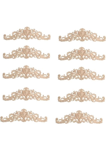 10 Adet 40X12CM Zarif Klasik Kauçuk Ahşap Oyma Mobilya Doğal Çıkartma Ahşap Renk (Yurt Dışından)