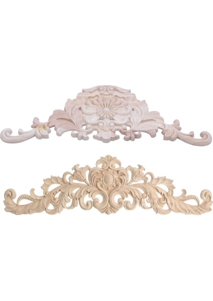 1x 40X12CM Zarif Klasik Kauçuk Ahşap Oyma Mobilya Doğal Çıkartma Ahşap Rengi ve 1pc 38 x 15 x 1 2cm (Yurt Dışından)