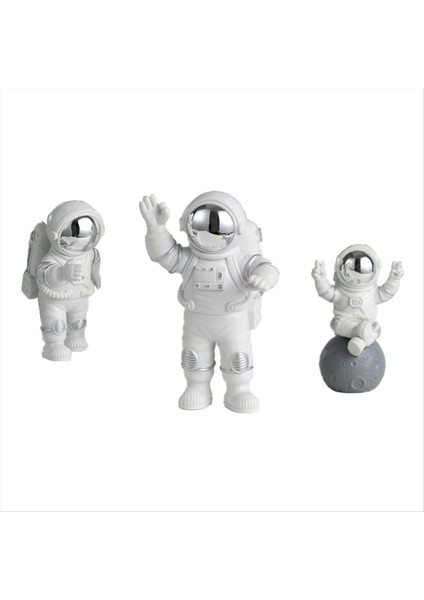3pcs Astronot Dekor Sevimli Model Küçük Astronot Araba Oturma Odası Masaüstü Dekorasyon Dekorasyon Doğum Günü Hediyesi Gümüş (Yurt Dışından)