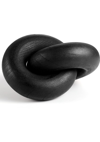 Ahşap Zincir Dekor 2-Link Dekoratif Zincir El Oyma Boho Ahşap Düğüm Kitap Masası Oturma Odası Masa (Siyah) (Yurt Dışından)