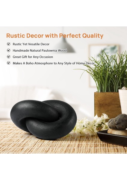 Ahşap Zincir Dekor 2-Link Dekoratif Zincir El Oyma Boho Ahşap Düğüm Kitap Masası Oturma Odası Masa (Siyah) (Yurt Dışından) modelleri