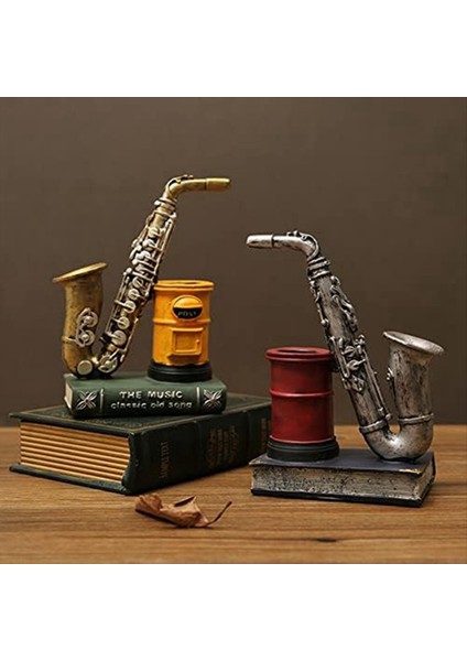 Saksafon Reçine Su Geçirmez Kalem Tutucu Masa Makyaj Fırçası Tutucu Ofis Malzemeleri Reçine Süslemeleri Kırmızı (Yurt Dışından) indirimleri