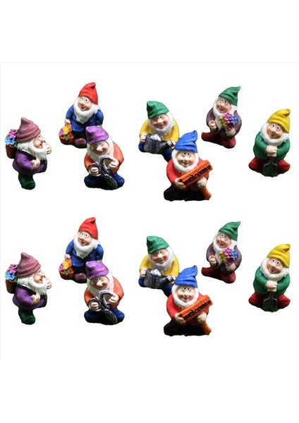 14 Adet Cüceler Peri Reçine Heykelleri Mini Bahçe Heykelleri Dekorasyon Masalı Heykel Için Tatil Festivali Dekorasyonu (Yurt Dışından)