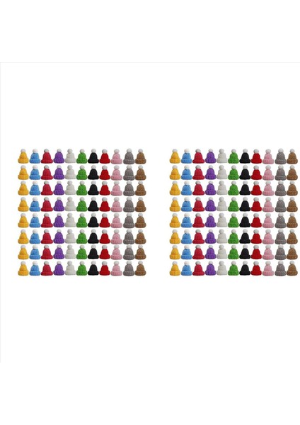 220PCS Mini Örgü Şapkaları Noel Mini Örgü Bebek Şapkaları Mini Yün Şapka Noel Süsleri Için Dıy Sanat ve Zanaat (Yurt Dışından)