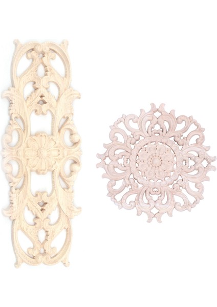 2 Adet Kauçuk Ahşap Oyma Aplike Retro Mobilya El Sanatları Dekoru 22 5 x 8cm ve 15CM Tip A (Yurt Dışından)