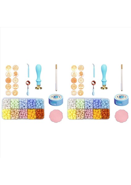 Balmumu Mühür Damgası Kiti 34PCS Isıtıcı Boyama Kalemi Hediye ve Zanaat Için Düğün Davetiyeleri Için Mükemmel Dekorasyon Mavi (Yurt Dışından)