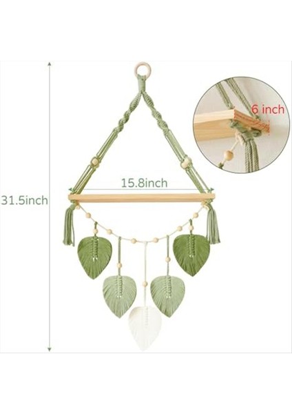 Makrame Duvar Asılı Raf-Boho Duvar Bitki Askı Rafları El Yapımı Dokuma Yaprakları Rustik Ahşap Depolama Ekran Rafı (Yurt Dışından) modelleri