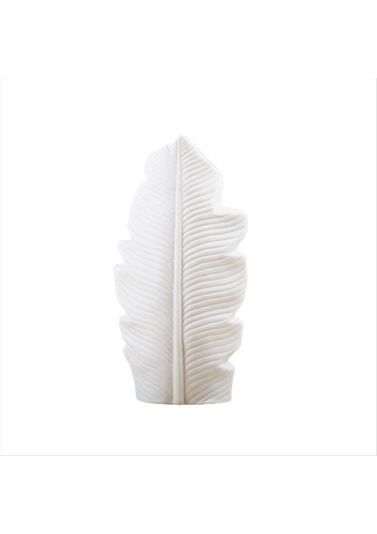 Tüy Seramik Vazo Yaprağı Şekil Saksı Saksı Balkon Ofis Süsleme Yatak Odası Oturma Odası Masaüstü Ev Dekorasyon Beyaz (Yurt Dışından)